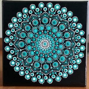 Vibrant Dot Mandala Hand Painted On Black Stretched Canvas Etsy