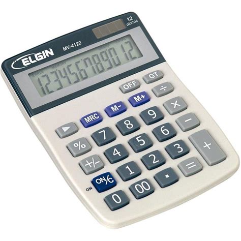 Calculadora de Mesa Elgin MV4122 Visor 12 Dígitos Solar Bateria