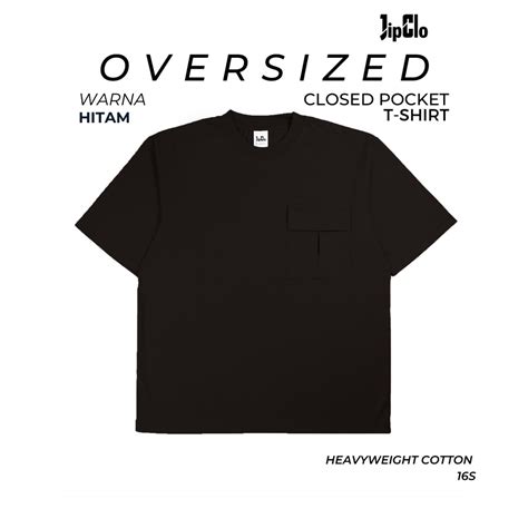 Jual Jipclo Kaos Polos Oversize 16s Hitam Closed Pocket Over Size