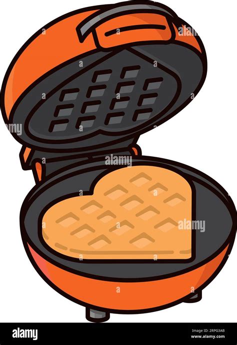 Waffle Iron With Heart Shaped Waffle Isolated Vector Illustration For