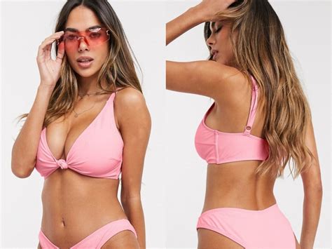 DESIGNEX Różowa prążkowana góra od bikini 75D 15490505996 Allegro pl