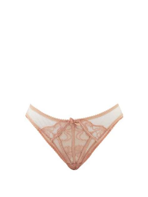 Agent Provocateur Rozlyn Tulle And Lace Thong Light Beige Editorialist