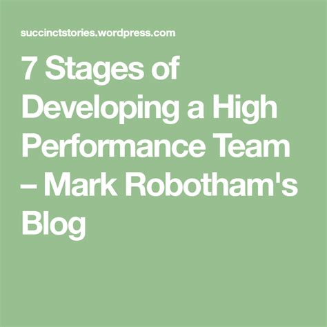 Developing A High Performance Team