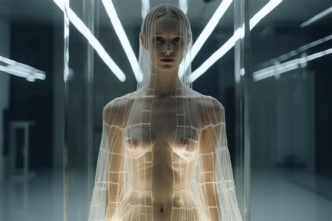 Premium Photo A Naked Woman Standing In Front Of A Glass Wall