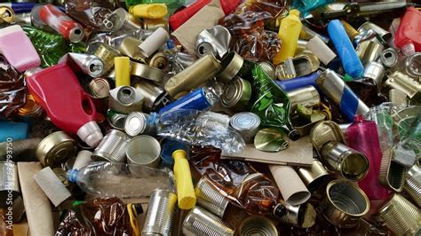 Plastic Glass Metal Paper Cardboard Waste And Recycling Sorted