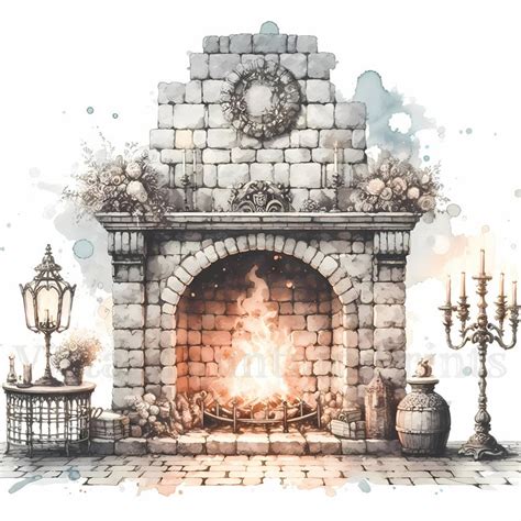 10 Fireplace Clip Art Images High Quality Jpgs-png Digital Download Card Making Digital Art ...