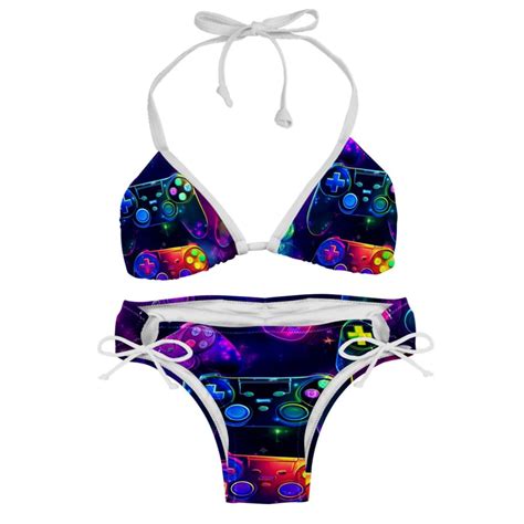 Game Controller Women S Swimwear Bikini Set With Detachable Sponge And