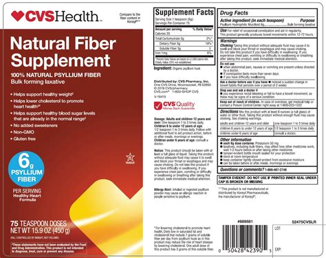 Cvs Health Natural Fiber Supplement 100 Natural Psyllium Fiber