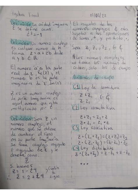 Solution Algebra Lineal Y Numeros Complejos Clase Studypool