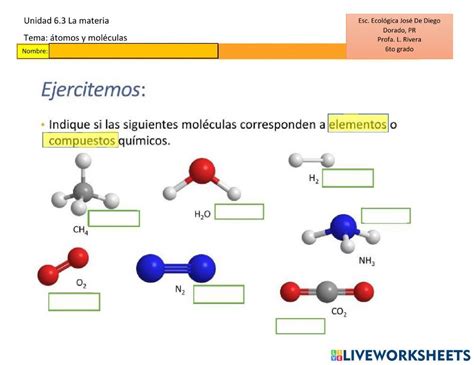 Identificar Elementos Y Compuestos Worksheet Artofit