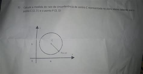 calcule a medida do raio da circunferência do centro C representada no