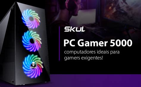 130904 Computador Gamer Skull 5000 AMD RYZEN 5 3400G 8GB 1TB SSDD