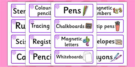 Purple Themed Editable Writing Area Resource Labels Twinkl