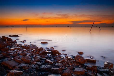 A Twilight Time after Sunset on Beach Stock Image - Image of cloud ...