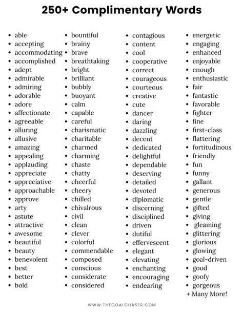 250 List Of Complimentary Words To Use More Often In 2024 Words To