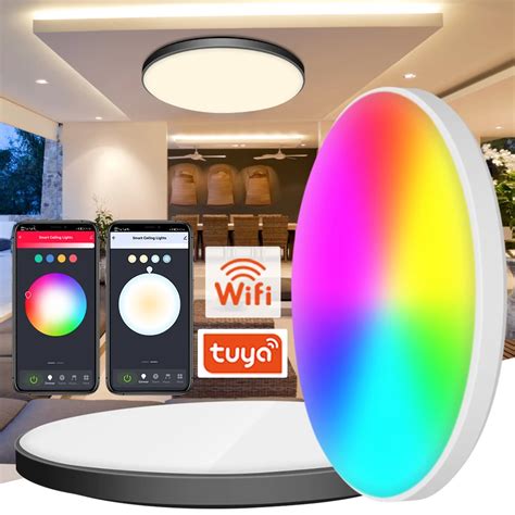 Tuya Wifi Smart Led Ceiling Light Rgb Warm White Dimmable Ceiling Lamp