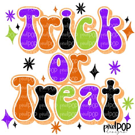 Trick Or Treat Retro Black Purple Lime Orange Textured Png