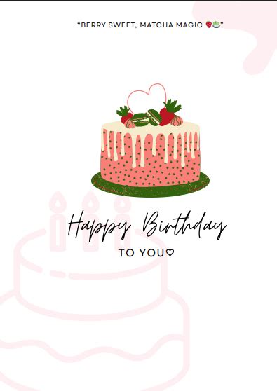 matcha strawberry birthday template
