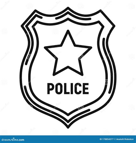 Police Badge Icon Outline Style Stock Vector Illustration Of Line