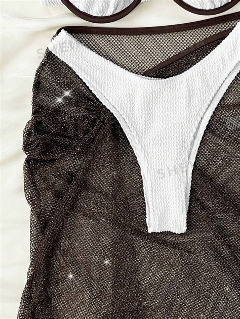 SHEIN Swim SXY Conjunto De Bikini A Bloques De Color Con Borde Y Soporte De Acero Y Tirantes