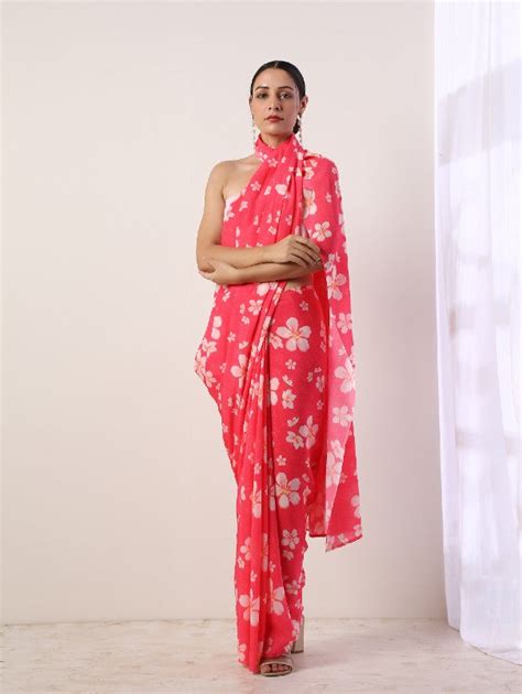 Fuschia Crepe Saree Set Of 2 By Label Nitika Now Available At Trendroots