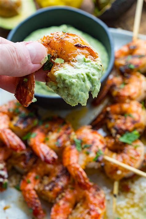 Cajun Butter Garlic Grilled Shrimp With Cilantro Lime Avocado Sauce