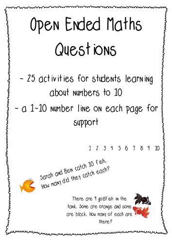 Open Ended Maths Questions To 10 Teaching Resources