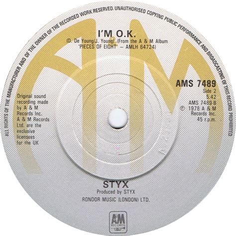 Styx Babe I M O K A M UK AMS 7489 7 Single 45cat