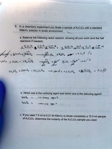 SOLVED In A Chemistry Experiment You Titrate Sample KCzO4 With