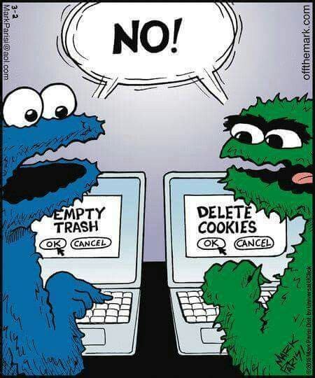 Oscar Grouch Cookie Monster Delete Cookies Empty Trash Computer