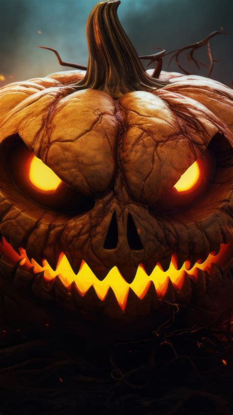 Scary Jack-o-Lantern Halloween 4K #6921m Wallpaper iPhone Phone