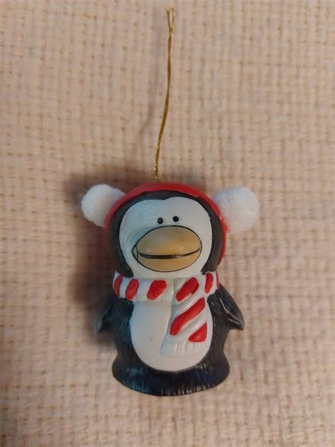 Jasco Handpainted Penguin Bisque Porcelain Bell Christmas Ornament L Il