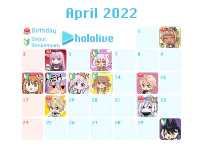 Hololive Fan Wiki:Calendar/April 2022 - Hololive Fan Wiki