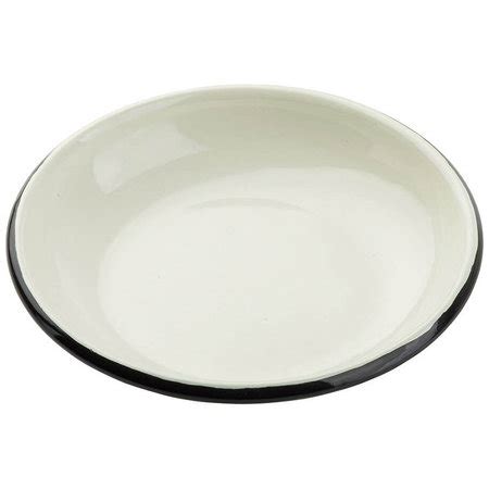 TableCraft 11153 7 3 8 Round Enamel Plate White W Black Rim