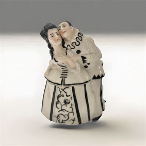 Beautiful German Pierrot Clown And Lady Powder Box Dresser Jar Half Doll Lady Trinket Box Etsy