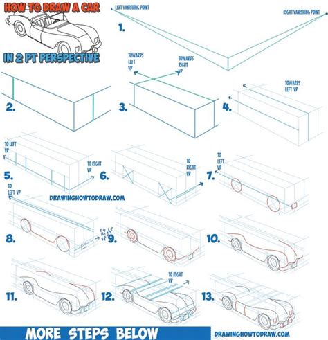 how to draw a car in perspective step by step drawing instructions for ...