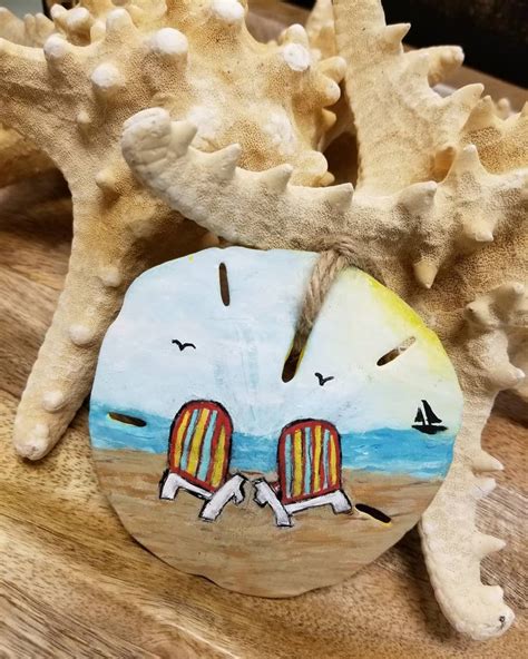 Somewhere On A Beach Hand Painted Sand Dollar Ornament Drops Of