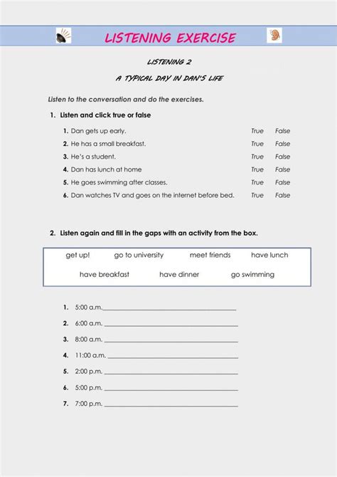 Listening Comprehension - Daily Routine Worksheet