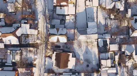 Aerial View on City Rooftops Patio with Snow. Stock Photo - Image of ...