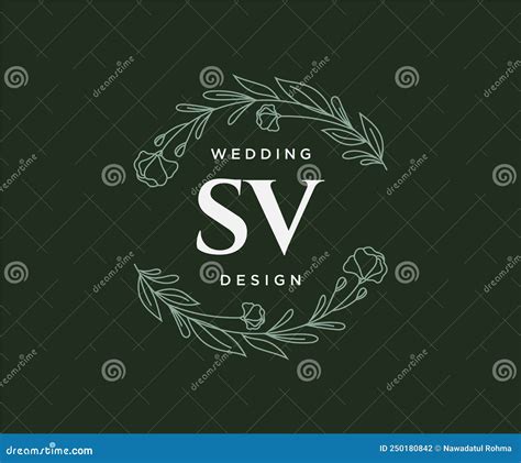 Sv Initials Letter Wedding Monogram Logos Collection Hand Drawn Modern