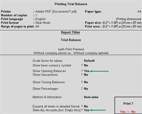 How To View Print Or Export The Opening Balances Of All The Ledgers