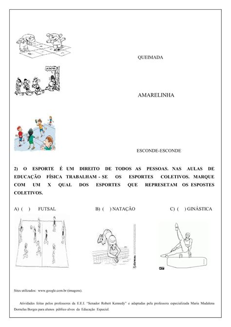 Atividades De Educação Física Para Ensino Médio Para Imprimir
