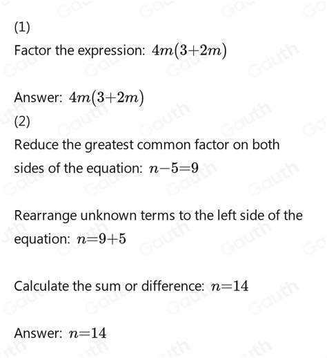 Solved A Factorise Fully 12m 8m 2 B Solve E 3 N 5 27 [algebra]