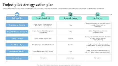 Project Pilot Strategy Action Plan PPT Sample