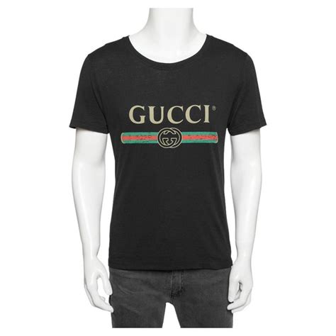 Gucci Black Washed Cotton Logo Printed Oversized T Shirt Xs For Sale At 1stdibs