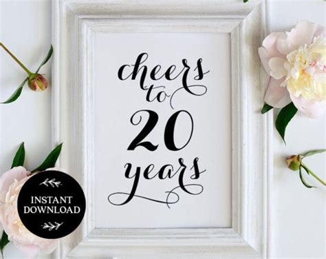 Cheers To 20 Years Sign Instant Download 20th Birthday Sign Welcome