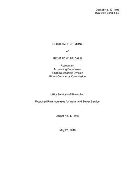 Fillable Online Icc Illinois Docket No Icc Staff Exhibit