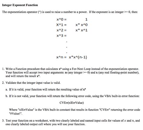 Solved: Integer Exponent Function The Exponentiation Opera... | Chegg.com