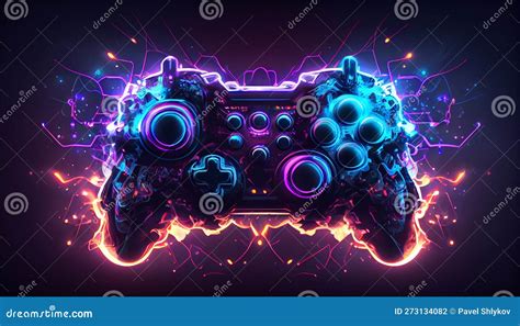 Gamepad Blanco Moderno Iluminado En Rojo Y Azul Controlador De Juegos