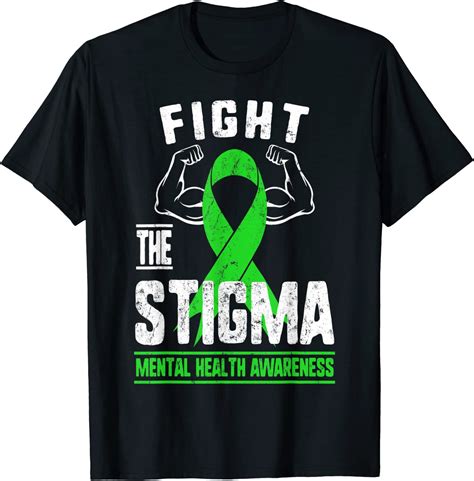 Zocavia Fight The Stigma Mental Health Awareness Depression Anxiety T Shirt Cozy Round Neck